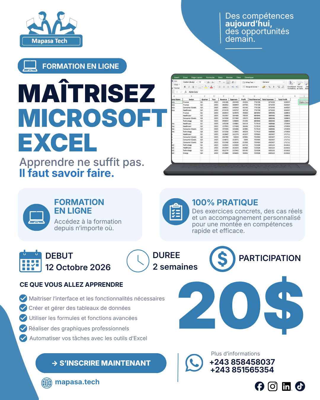 Illustration de Maîtrisez Microsoft Excel en 2 semaines : passez de la théorie à la pratique !